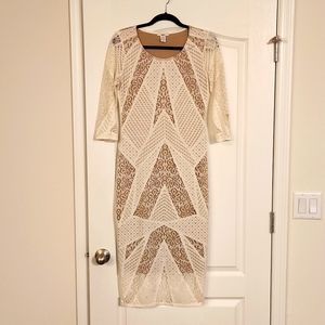 White Sheer Midi Dress with Nude Underline